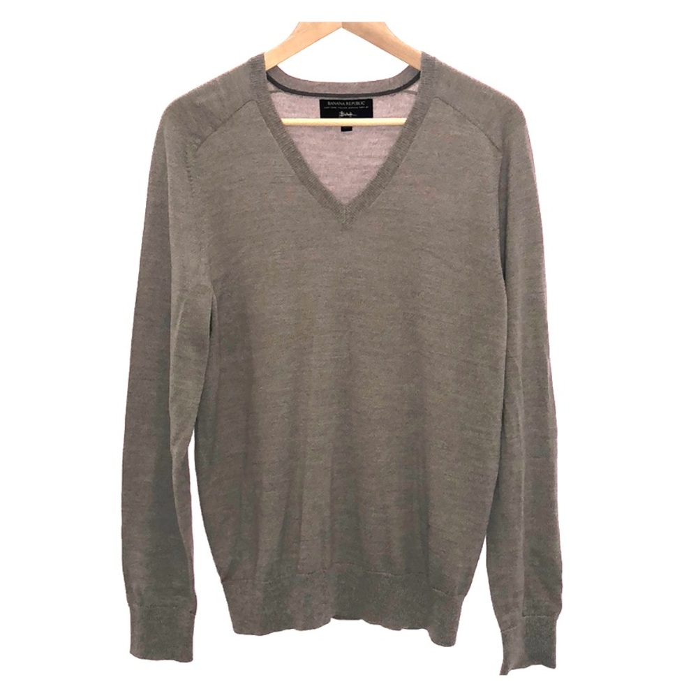 Grey V-Neck Banana Republic wool sweater